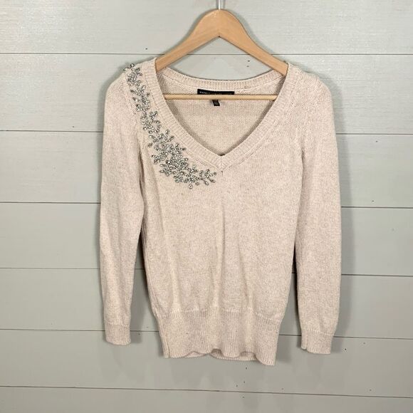 WHBM White house black market v-neck holiday sweater diamond snowflake size XXS - Picture 1 of 8